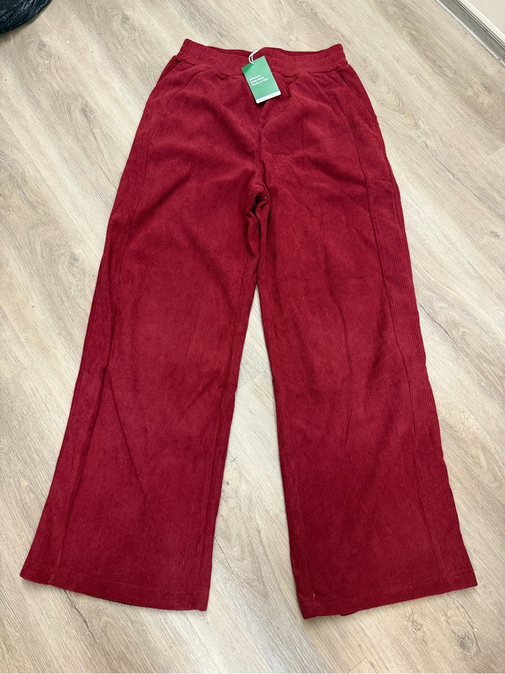 Halara Burgundy Ribbed Wide Leg Lounge Pants Small NWT 0271